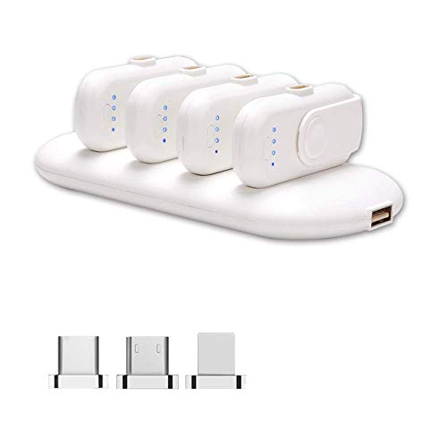 Preisvergleich Produktbild EKFG Magnetische Ladegerät Magnetic Ladekabel Magnet Adapter Handy Ladegerät 5000mAh Und 1000mAh Power Bank, für iPhone / Android / Type-C Phones Externer Akku Power Bank,White