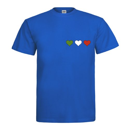 dress-puntos T-Shirt Italien drei Herzen in Grün-Weiß-Rot klein drpt-t00624-7 Textil royalblue / Motiv farbig Gr. M