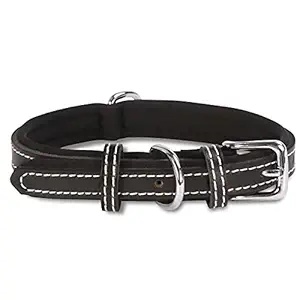 REHTRAD Dog Collar for Medium Dogs,Leather Dog Neck Belt with Adjustable Buckle (L, Black)