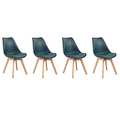 Happy Garden Lot de 4 chaises scandinaves Nora Bleues avec Coussin