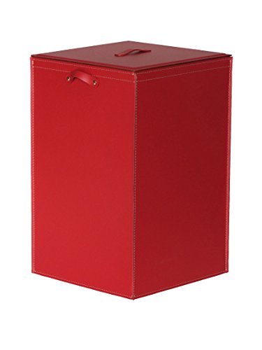 DARIA: Wäschekorb Design aus "regenerethed leder" farbe Rot, mit abnehmbaren Baumwoll Leinwand.