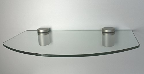 Glasregal 50 cm oval gerundet (konvex), 8 mm stark – Klarglas – Clip BASKET5 silbermatt - 2