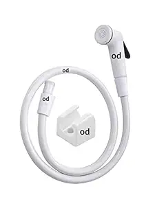od Plastic Toilet Jet Spray Health Faucet with 1 m Flexible Hose and Wall Bracket ( White, Large)