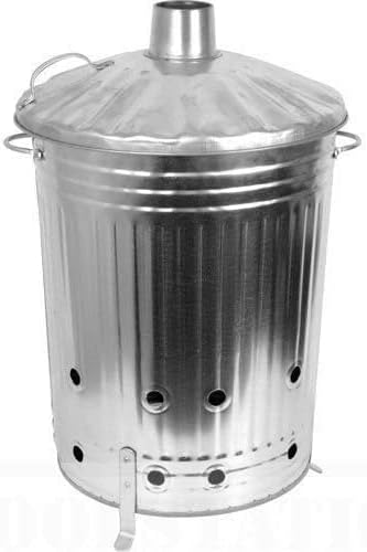 90 Litre 90L Extra Large Galvanised Metal Incinerator Recycle Garden Rubbish Fire Burning Bin Leaves Wood Burner