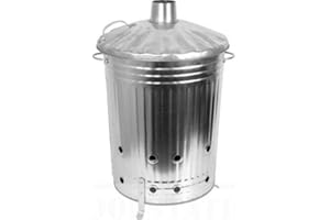 OPTIPRODUCTS 90 Litre 90L Extra Large Galvanised Metal Incinerator Recycle Garden Rubbish Fire Burning Bin Leaves Wood Burner