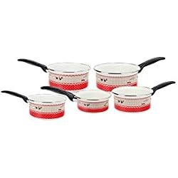 Baumalu - 312220 - Série de 5 casseroles acier émaillé 12/14/16/18/20cm motifs poules poule