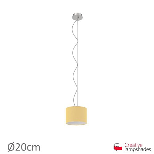 Lampenschirm Zylinder Hellgelb Leinwand – Durchmesser 35cm – H. 22cm, E27 Für Stand Pendelleuchten, Ja - 6