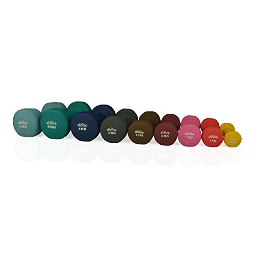 diMio Neopren Gymnastik Hanteln 0,5 – 6 kg im Doppelpack, Soft-Grip, für Fitness, Ausdauertraining und Muskelaufbau - 6