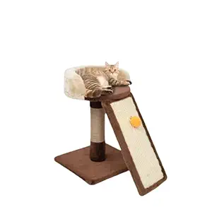 Taiyo Pluss Discovery Cat Scratching Posts, Size: (30X30X44 cm) (LXWXH), Cat Tree Climbing Frame with Bell Ball Toy, Suitable for Cats & Kittens (Color May Vary)