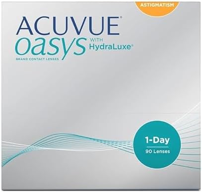 ACUVUE OASYS 1-Day per astigmatismo; Lenti a contatto giornaliere; visione chiara e stabile per tutto il giorno,comfort elevato;-5.00 diottrie; Cilindro -1.75 ; Asse 160 ; BC 8.5; DIA 14.30; 90 lenti