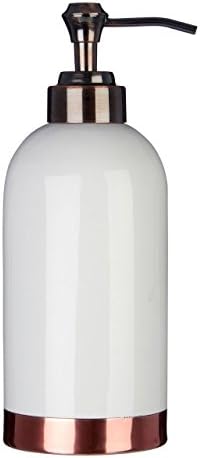 Delta Bathroom White Stoneware Lotion Dispenser &amp; Copper Base