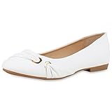  SCARPE VITA Klassische Damen Ballerinas Leder-Optik Flats Freizeit Schuhe 160368 Weiss 38