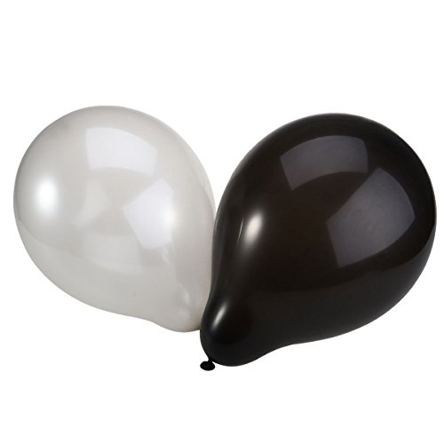 NUOLUX Luftballons,12 Zoll Schwarz Silber Latexballons für Hochzeit Geburtstag feiern,50 Stück - 2