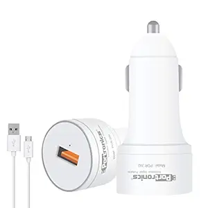 Portronics Car Power 1Q - Single Port QC 3.0A Quick Charge Car Charger with 1M USB Cable, White