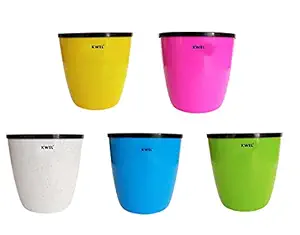 KWEL Deco Self Watering Flower pots 5 Virgin Plastic Indoor Outdoor Balcony Flower Pot with Outer and Inner Flower Pot Pack of 5