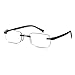 Produktbild Read Optics Randlose Lesebrille: Herren / Damen Leichtgewichtige Klare Linsen mit Blendschutz (inkl. Computer-Bildschirm) Haltbare Brillen in Starkem Biegbarem Grauen Polykarbonat. +1,25, +1,5, +2, +2,5, +3, +3,5