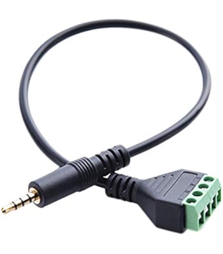 TRAHOO-3.5mm Terminal Block Cable, 1/8 Inch TS Mono Solderless Screw Terminal Speaker Wire 3 5mm 2 Pole Male 2pin Bolt Headphone Balum Patch Cord 2 Pa
