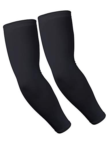Geyoga Mangas largas Unisex de Brazo Protección Solar UV Mangas de refrigeración Mangas de compresión del Brazo Protector para Mujeres Hombres Actividad al Aire Libre Favores de Uso (Negro, L)