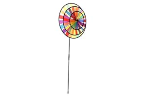 Ftvogue Multicolor Arcobaleno Triple Ruota Mulino a Vento girandola Bambini Giocattolo da Giardino Decorazione Esterna del Partito