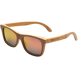 Iwood Handcrafted Moda de bambú Natural Marcos Rojo lente polarizada Gafas de sol de madera