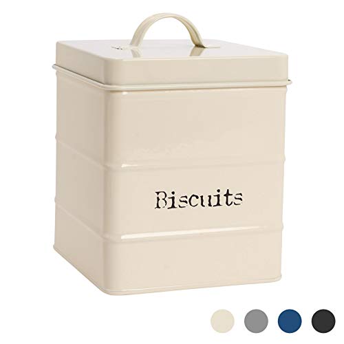 Harbour Housewares Industrie Keksdose - Vintage Style Stahl Küche Storage Caddy mit Deckel - Creme