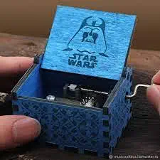 Caaju Wood Music Boxes Star Wars Antique Engraved Wooden Musical Box Gifts for Birthday/Christmas/Valentine's Day/Thanksgiving Days Hand-Operated Present Kid Toys (Black) (Blue)