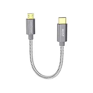 CableCreation USB C to Micro USB OTG Cable, 0.65 ft Type C Braided Cord, 480Mbps Compatible with Galaxy S8, S9, Android Devices, 0.2M/ Space Gray