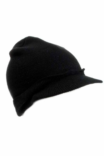 mens knitted beanie hat with peak
