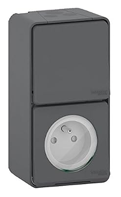 Schneider Electric SC5SHN0212455 Prise de courant + Va et Vient verticale mureva Styl, 250 V, Gris
