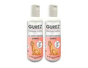 Gurez Herbals India Pet Shampoo for All Breeds of Dogs and Cats Anti-Dandruff and Conditioning Anti-Fungal Allergy Relief Dog Shampoo Made with Natural Tea Tree with Eucalyptus 200 ml (Pack of-2)