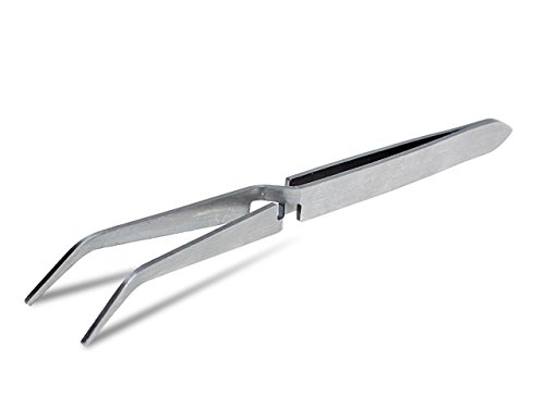 1x Multi-function Nail Art False Tips Fixing Clip Nippers Reverse Pinching Tweezers Tool (Bent Tip, Hands Free, Stainless Steel)