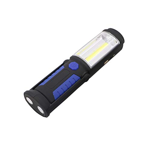 Uonlytech USB Rechargeable COB and LED USB Flashlight Torch Work Light Stand Magnetic with hook Flashlights for Outdoor (Blue)