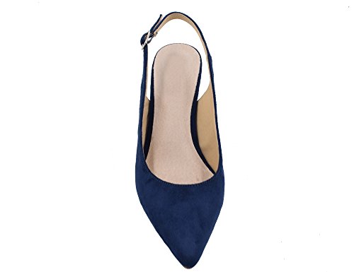 Greatonu Spitz Sandalen Slingback Kitten Absatz Pointed Toe - 4