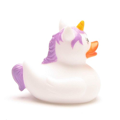 Mini-Quietscheente Einhorn weiss | DUCKSHOP | Badeente | L: 4,5 cm - 2