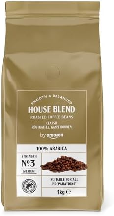 by Amazon House Blend, in grani di caffè, tostatura media, 1 kg, certificato Rainforest Alliance