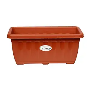 GREENON | Elegant 30 cm Rectangular Plant Container | Pack of 3 | Terracotta | UV Treated | Virgin Plastic | Modern Decorative | Best for Indoor, Balcony, Window Display | 30x16x14 cm