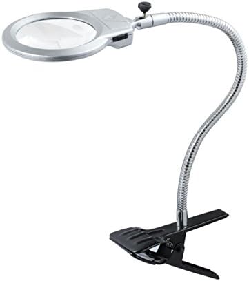 Eximone 2X to 6X Dual Magnifier Magnifying LED Lamp with Clip for Reading Inspection Sewing Crafts