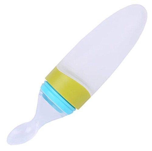 Easy Squeezy Spoon, Kidsmile BPA Free Silicone Squeeze Baby Food Dispensing Spoon for Infant Newborn Toddler Food Supplement / Baby Feeding Bottle with Silicone Spoon Attached (Grün)