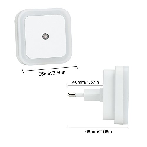 KYG LED Steckdosenlicht Set 0.5W Nachtlicht mit Dämmerungssensor Automatisch Licht Sensor Energiesparen Weiß - 3