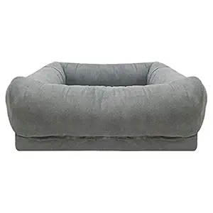 Mellifluous Large Size Dog and Cat Pet Bed with Removable Cover, Grey