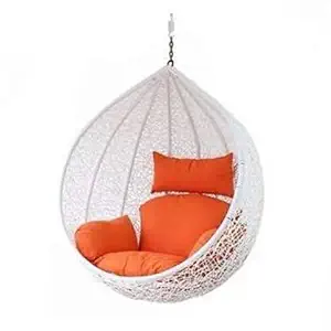 Star Furniture Hammock Swing Chair Without Stand for Home, Hanging Swings for Indoor, Outdoor, Home, Patio, Yard, Balcony, Garden (White Swing with Orange Cushion)