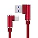 Produktbild Liqiqi 1 m USB Typ C Ladekabel 90 Grad rechtwinklig Nylon Geflochten Durable Datum-Synchronisationskabel für Samsung Galaxy S9/S8 Plus, Note 9 8, Nintendo Switch, Google Pixel, HTC, Huawei rot
