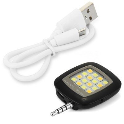 BlueBeachÂ® Mini faretto LED Flash selfie luce fotocamera del cellulare Flash Photo Video lampada chiara per iPhone Samsung HTC Nokia iPad LG Motorola Moto Altri Smartphones Tablets (nero)