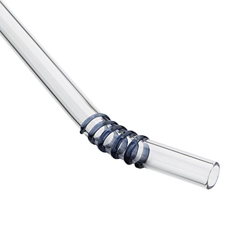 GINOVO 6pcs Glas-Strohhalme , 3pcs Reinigungsbürste, 8inch (200mm x 10mm) , Handgefertigt , Gesund , Wiederverwendbar , Umweltschonend (Gebogen) - 3