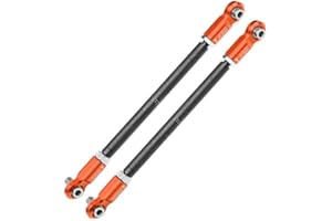 GPM Upgrade Parts for Traxxas X Maxx 4X4 Spring Steel Front Steering Rod with Aluminium Ends - 1Pr Orange