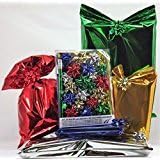 dalbgas Packs Sachets Gift Set Metallic Small Kit Metall. 20 Sachets PPL Assorted Colours Adhesive Closure + 20 Rosettes Coordinated Ideal for Christmas Packs