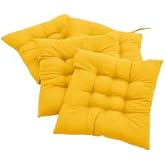 4&rsquo;l&uuml; Sandalye Minderi &ndash; Bağcıklı, &Ccedil;&ouml;kme Yapmaz S&uuml;nger Dolgulu, Yıkanabilir &ndash; 40x40 cm (Sarı)