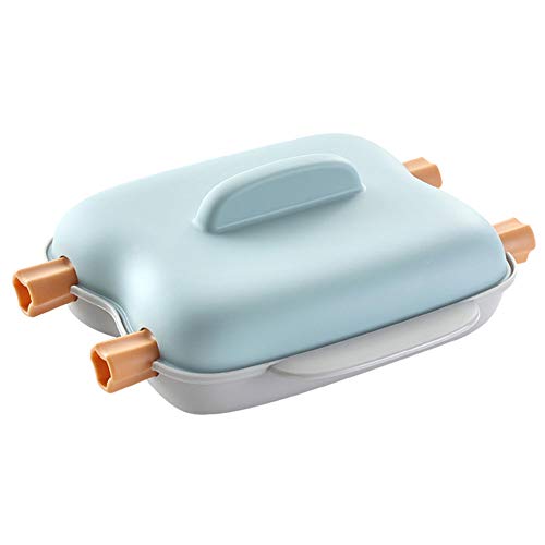 YAHUA LI Cuiseur à Vapeur à Micro-Ondes, cuiseur à Deux légumes avec Couvercle et poignée ventilés, cuiseur Vapeur en Plastique sans BPA, Lavable au Lave-Vaisselle, Cadeau Parfait, Bleu