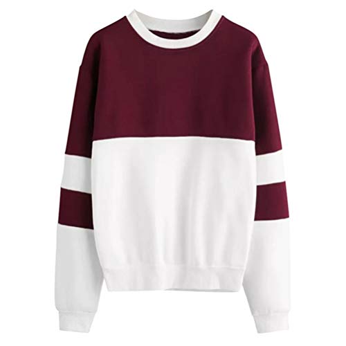 Sonnena Femmes Sweat-shirts Polaire Patchwork Imprimé Hoodies O Cou À Manches Longues Pulls Tops Blouse