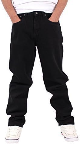 Georgio Peviani Mens Boys True Star Comfort Straight Fit Jeans Time G Religion (W46 - L29, Black)